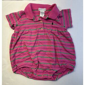 Ralph Lauren Vintage Y2K‎ 2000s Pink & Green Stripe one PC, vintage kids clothes